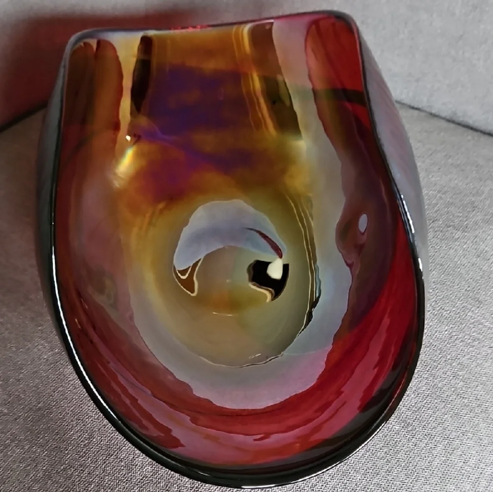 Artisan-crafted UV Reactive Italian Fiery Ruby Red Caldera Centerpiece